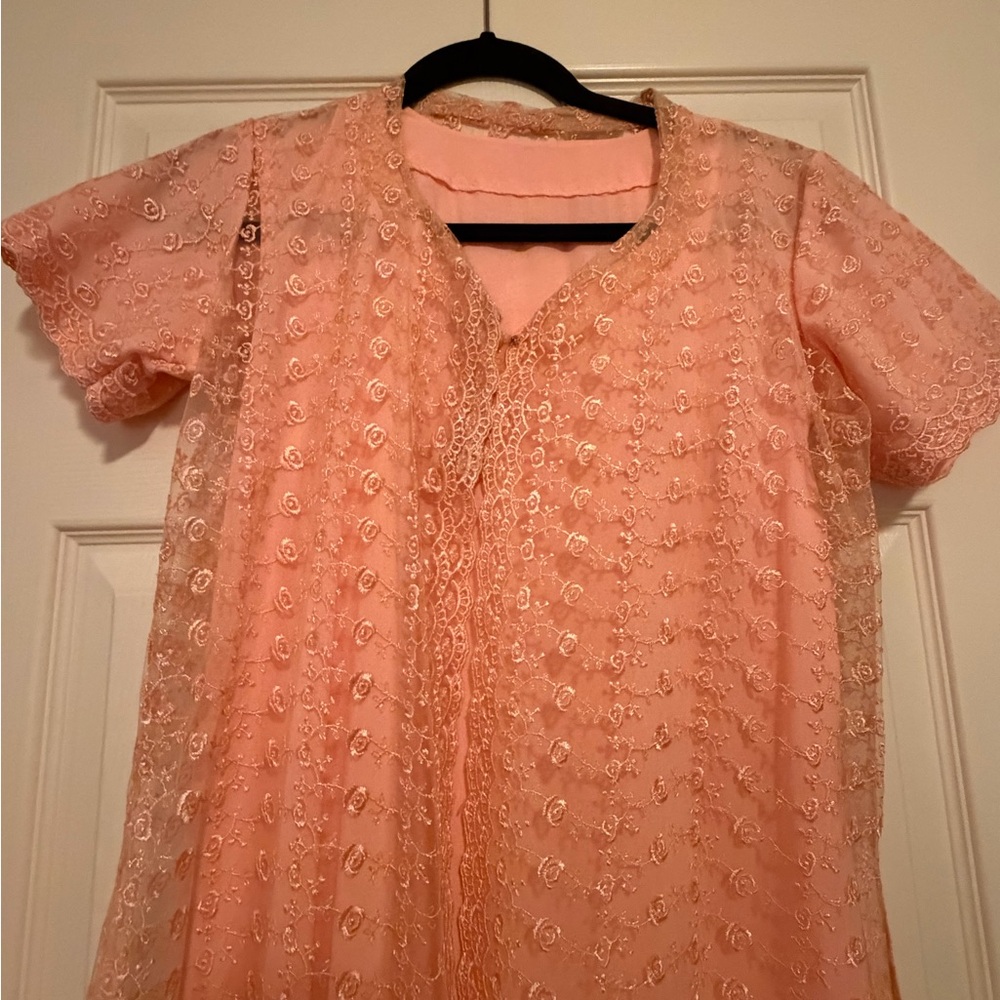 Elegant Pink Lace Overlay Dress